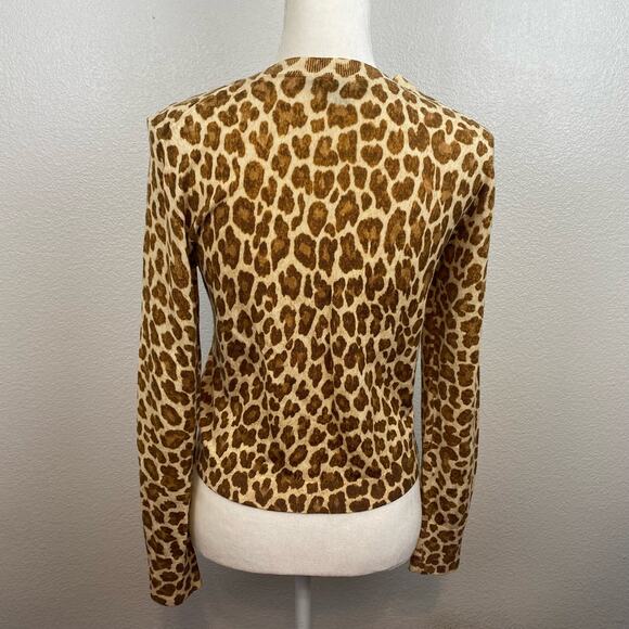 J. crew Leopard Print 100% Merino Wool Button-Down Cardigan Sweater - Picture 3 of 10